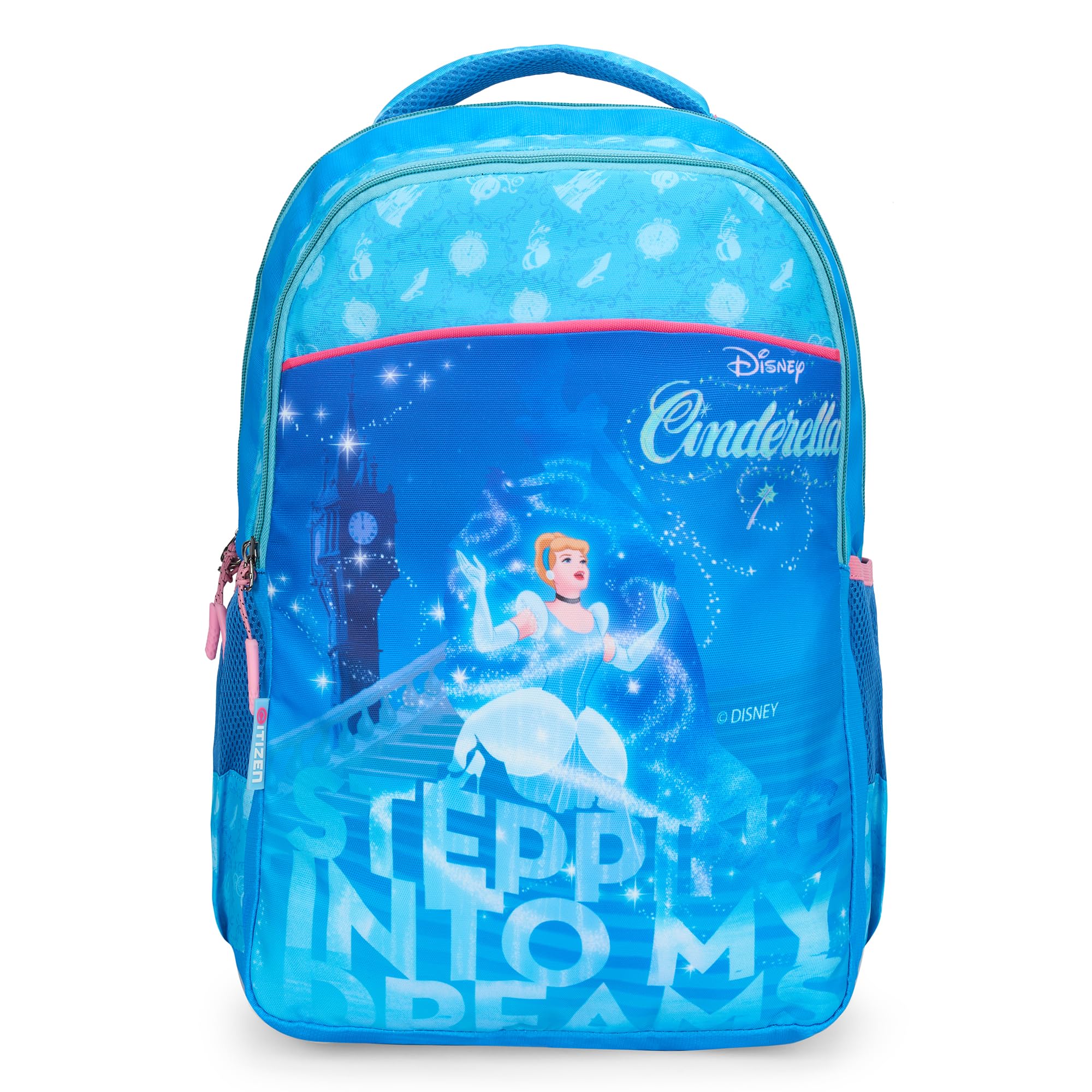 Magic Castle Kids School Bag | 30L Polyester 1 Main Compartment with Laptop Sleeve | 2 Front Pockets | Dual Bottle Holders | Soft Padded Handle | Adjustable Straps-Skyblue-image-1