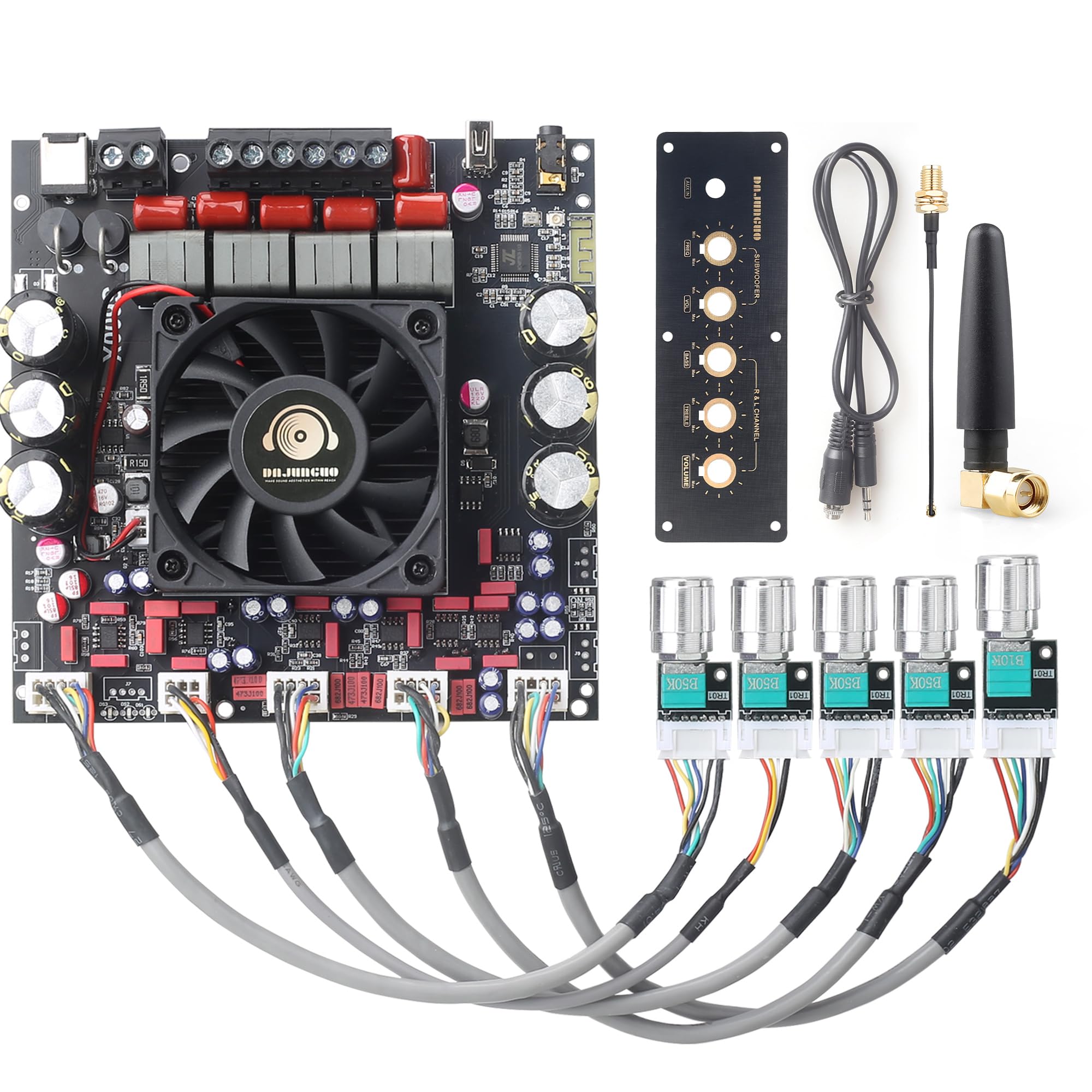 S600X-W Bluetooth 5.2 2.1 Channel Power Amplifier Board with Extension Knobs, TPA3255 Chip, 300W+300W+600W High Output, DIY Panel Included, for Home Theater & Speaker Projects-picture-28