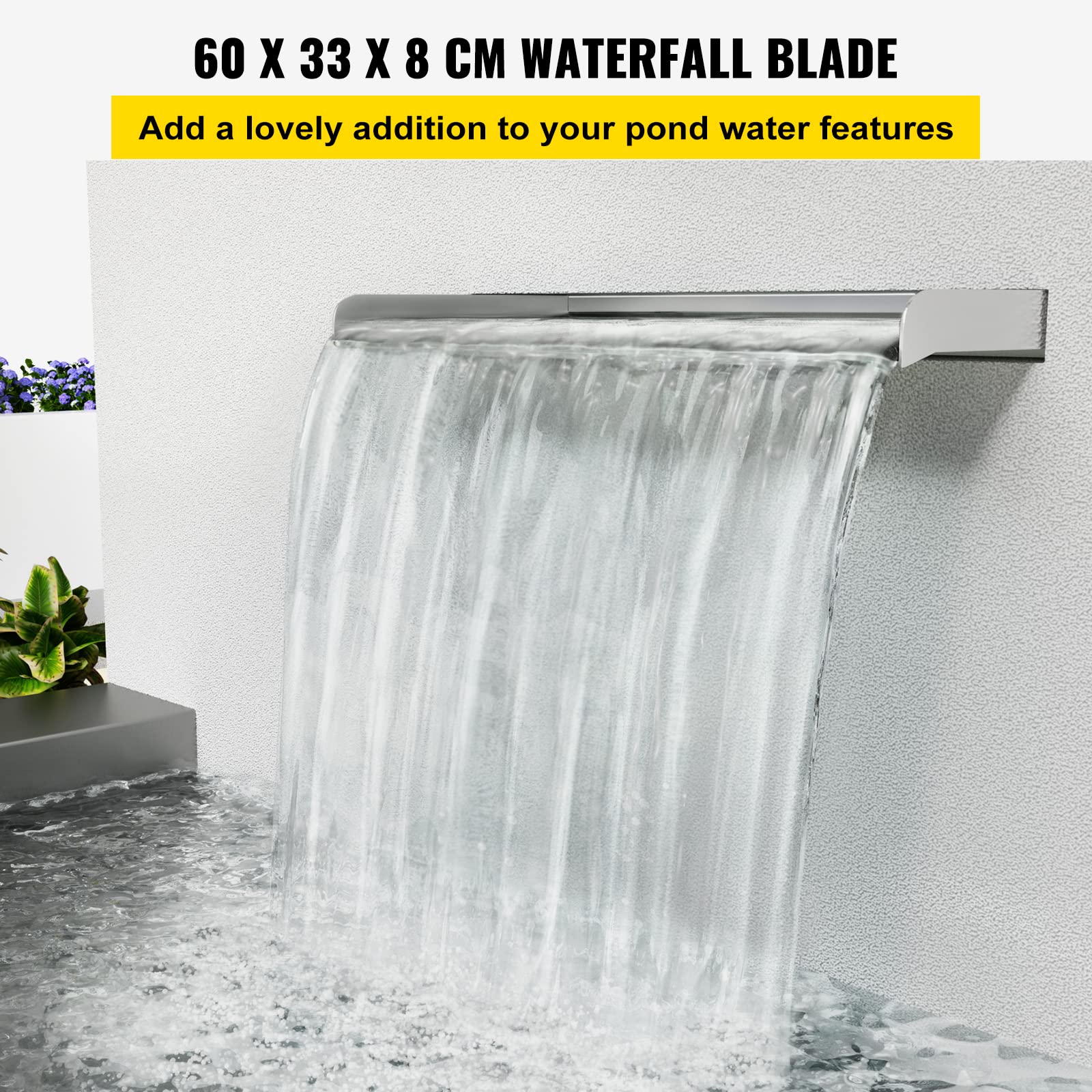 Buy VEVOR Waterfall Blade, 60cm Stainless Steel Waterfall Spillway