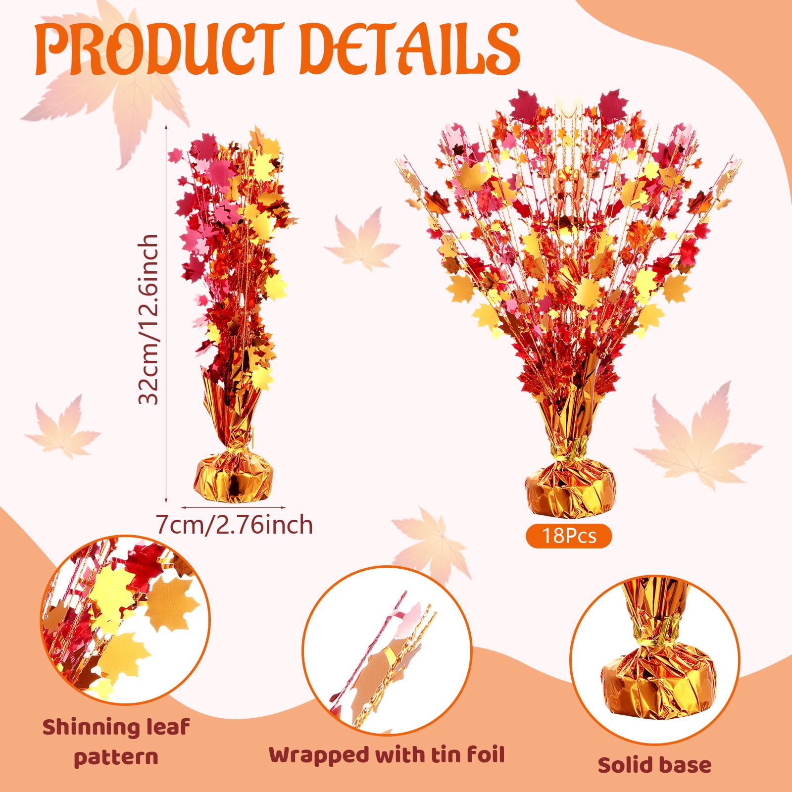 Lyrow 18 Pieces Fall Metallic Spray Centerpiece Party Accessory Yellow Gold Orange Red Centerpieces for Tables Fall Decorations for Table Centerpiece Home Harvest Season (Classic)(Classic)