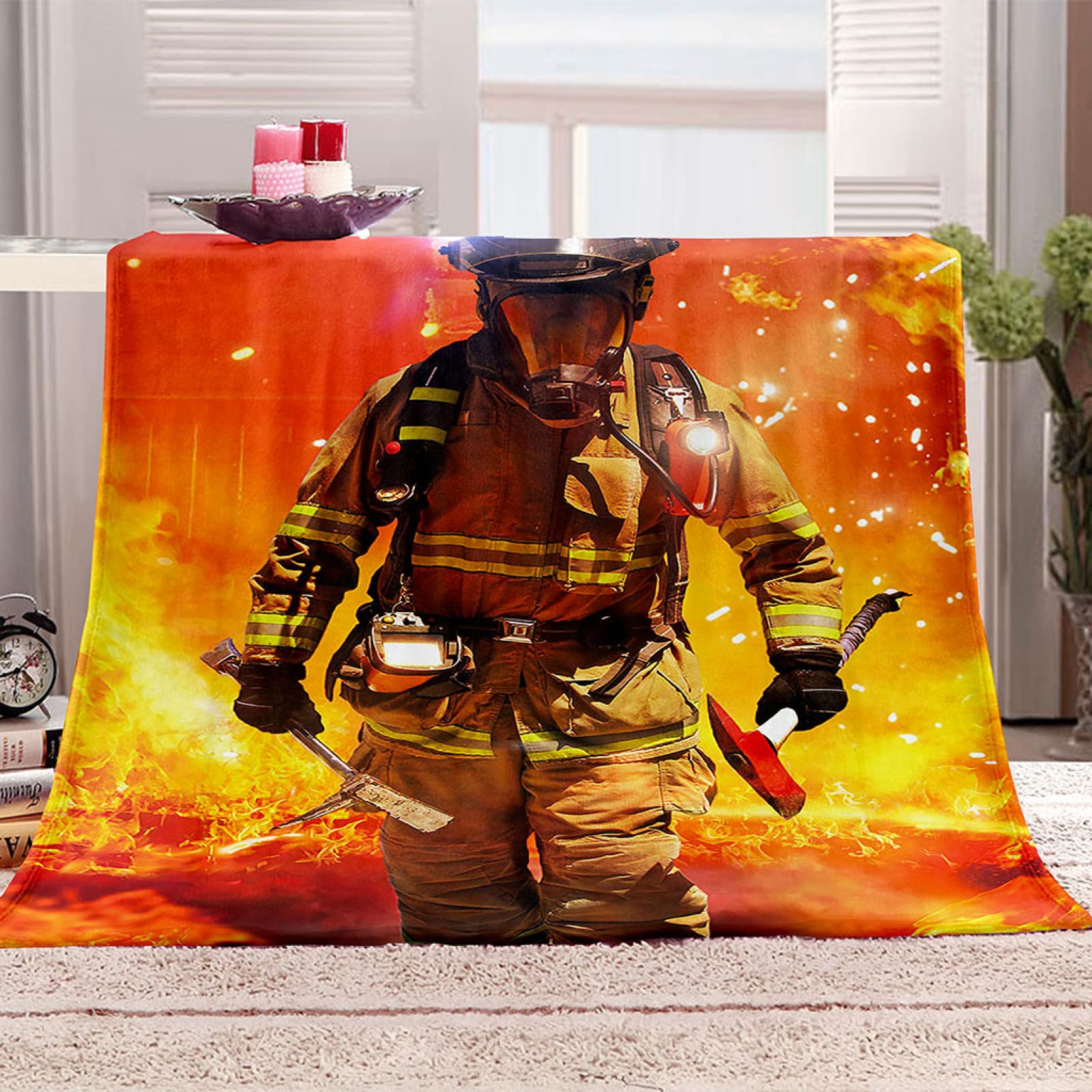 Couverture personnalisée pompier 3D le cadeau idéal en flanelle pour enfants