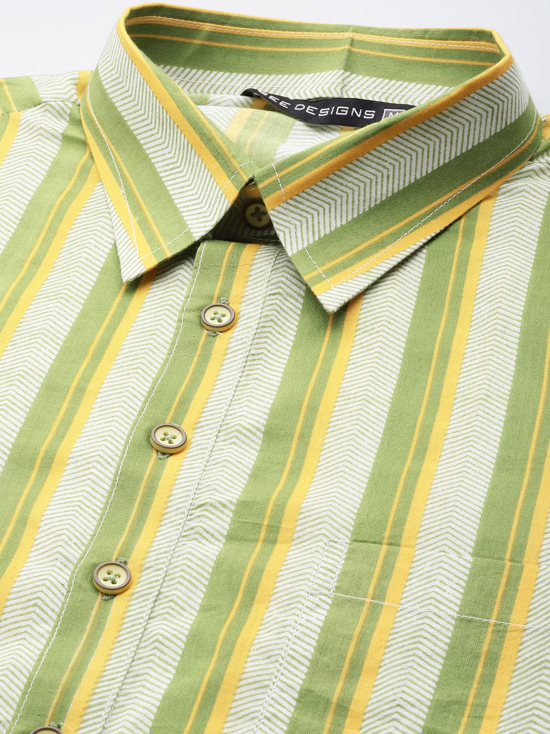 See Designs Men Lime Green Regular Pure Cotton Pathani Printed Men's Kurta_Sdpkt1159L