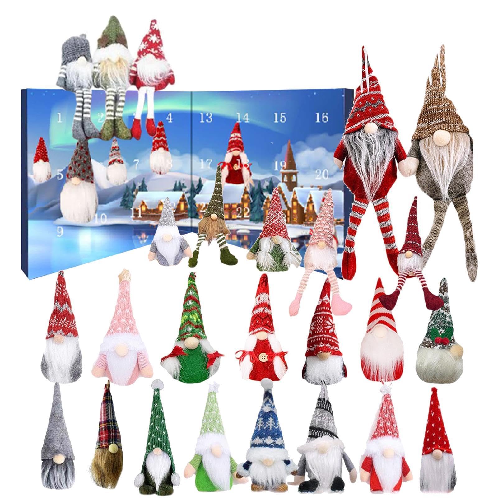 Calendario 'Avvento natalizio 2024, calendario per conto alla rovescia di Natale, calendario per conto alla rovescia di Halloween, piccolo gnomo, ornamenti per la casa per feste natalizie per | Conto Alla Rovescia Di 24 Giorni A Natale Calendario Dei Gnom