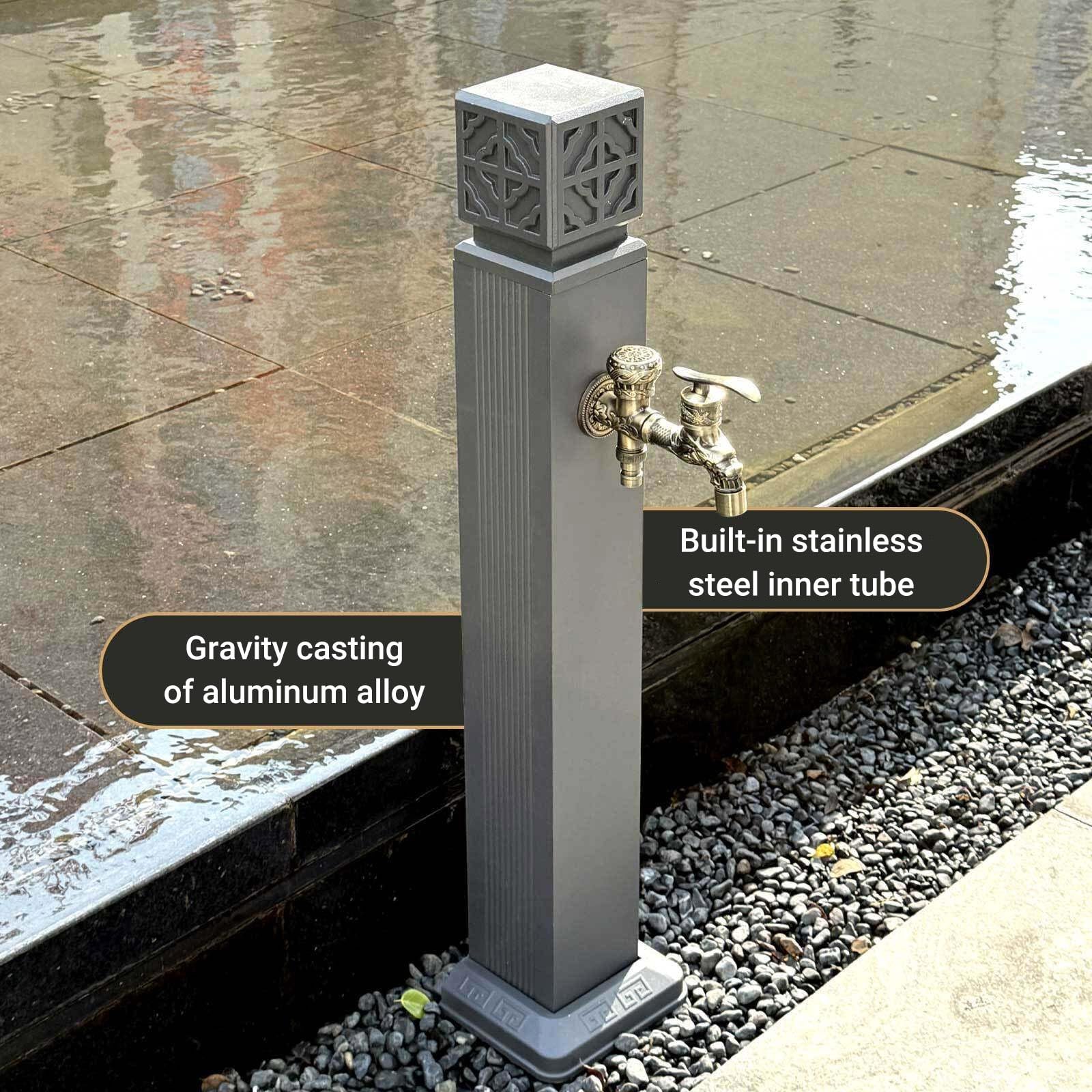 Rubinetto Verticale da Esterno in Ottone Massiccio, antigelo, Colonna d’Acqua autoportante per Giardino, Patio e irrigazione del Prato(Black,80cm/31.5in)