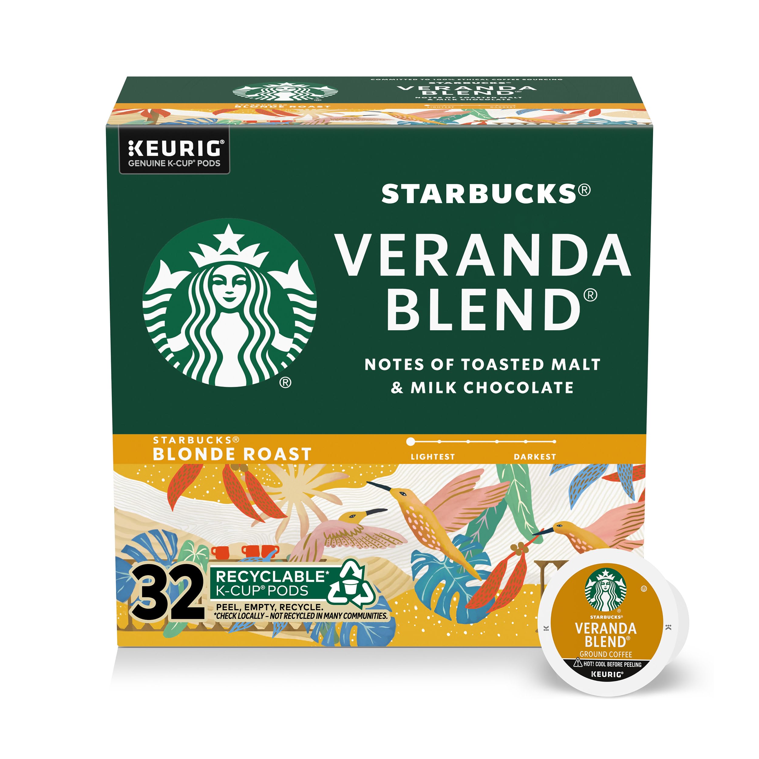 Starbucks Veranda Blend Blonde Roast Keurig K-Cups (32 Pack)