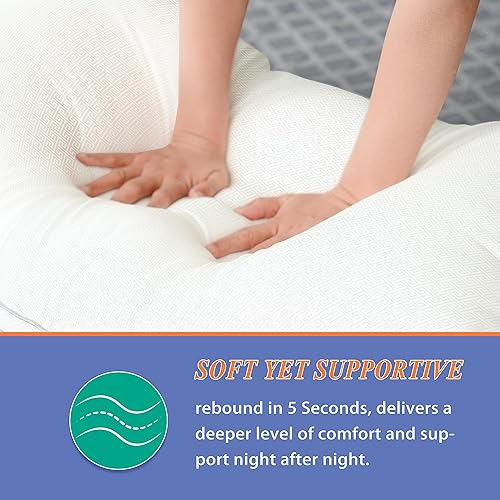 Miniatura 10 de MZOIMZO Almohadas de cama para dormir, densidad suave, juego de 2 unidades, calidad de hotel refrescante con relleno alternativo de plumón suave