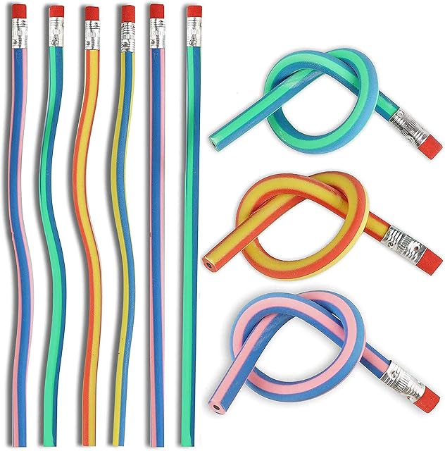 THE TWIDDLERS - 70 Colourful Magic Flexible Bendy Pencils for Children School Supplies - Kids Party Bag Christmas Cracker Fillers and Xmas Favours Gift Set