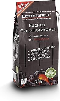 LotusGrillbuchen-holzkohle 1kg! Specially developed for Low Smoke Charcoal Grill / Table Grill