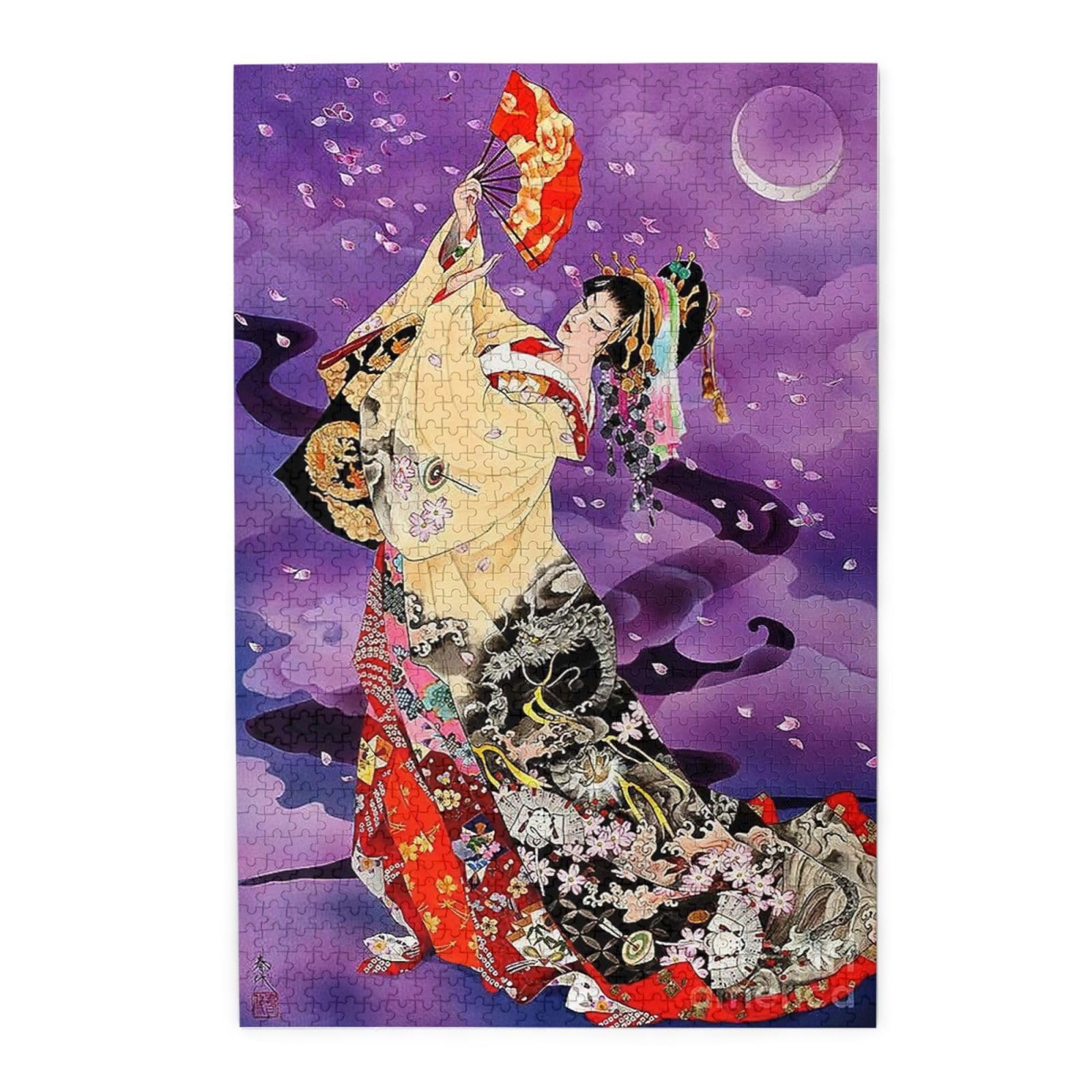 Amazon | 桜の美しい着物の女性 木製ジグソーパズル＆知育玩具 - 1000
