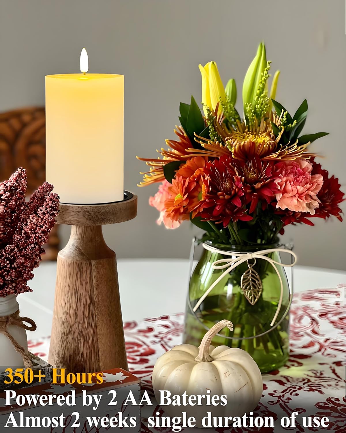 Gmnee 3"x4" Flickering Flameless Candles with Remote Timer, 3" Diameter White Pillar, Real Wax, Set of 2 Large Battery Operated LED Candles for Table and Fireplace Decor (H 4")