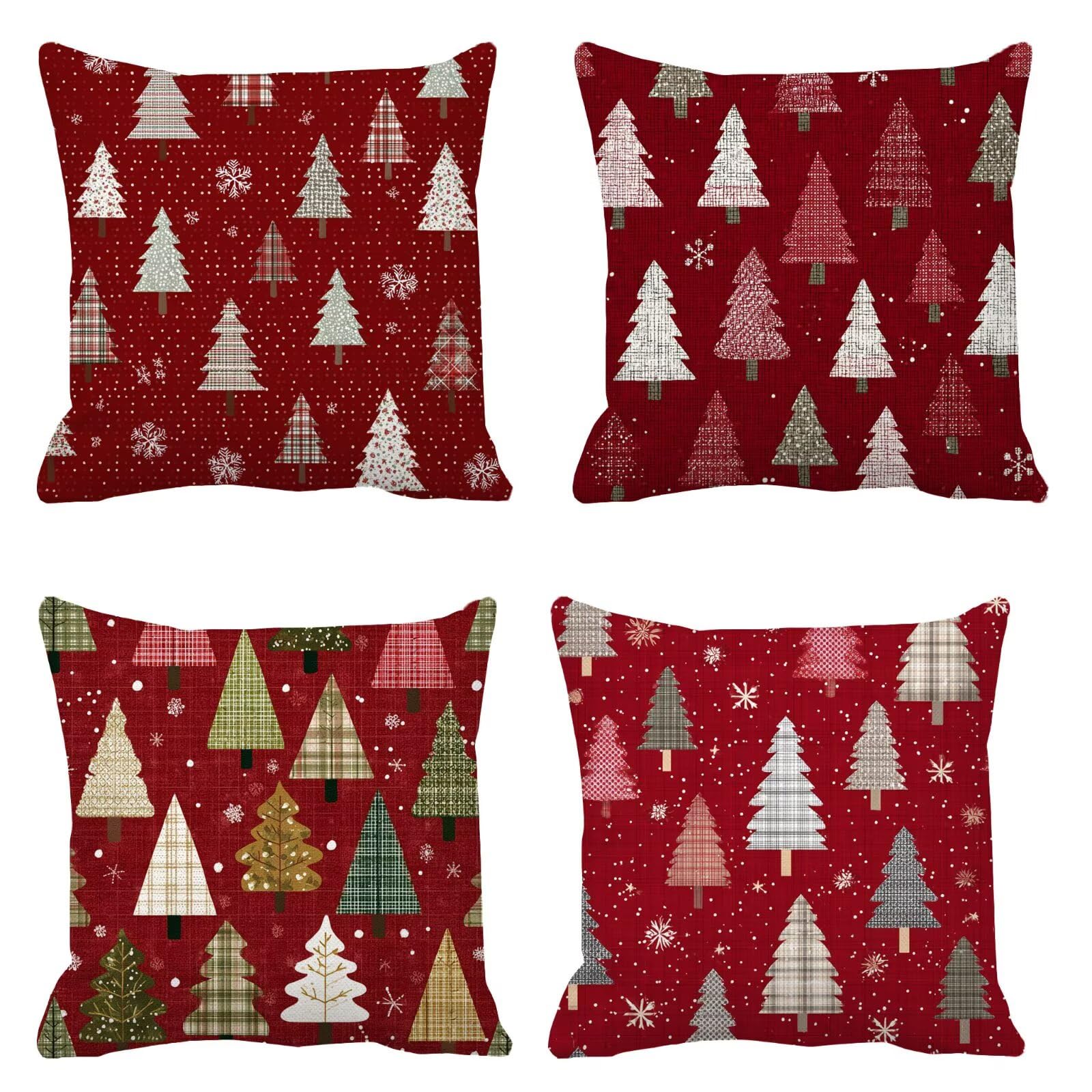 Albero Cuscini da Esterno 50x50 Set da 4 Federe Cuscini Divano Fiocchi neve Copricuscini Velluto Copri Cuscino Divano, Impermeabili Copricuscino, Quadrato Cuscino Decorativo, Moderna Decorazione t-789