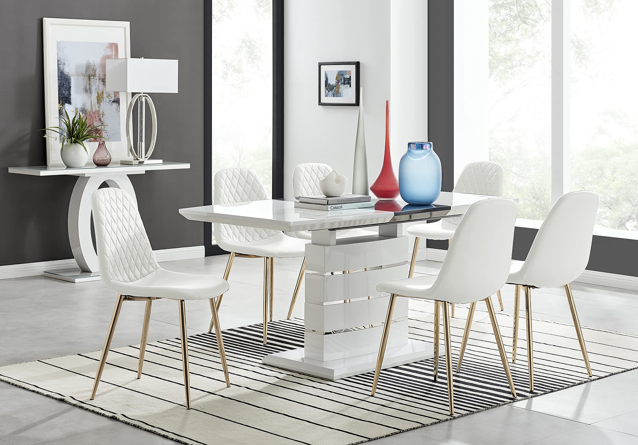 Buy Furniturebox UK Renato 120cm High Gloss Extending Dining Table and