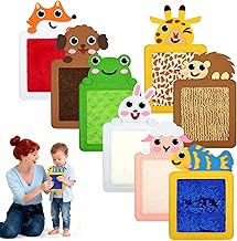 Vicloon Baby Sensory Mat, 8 Pieces Sensory Mats for Animals, Non-Slip Tiles Textured Animal Sensory Mats for Autistic Children, Stress Relief for Toddlers