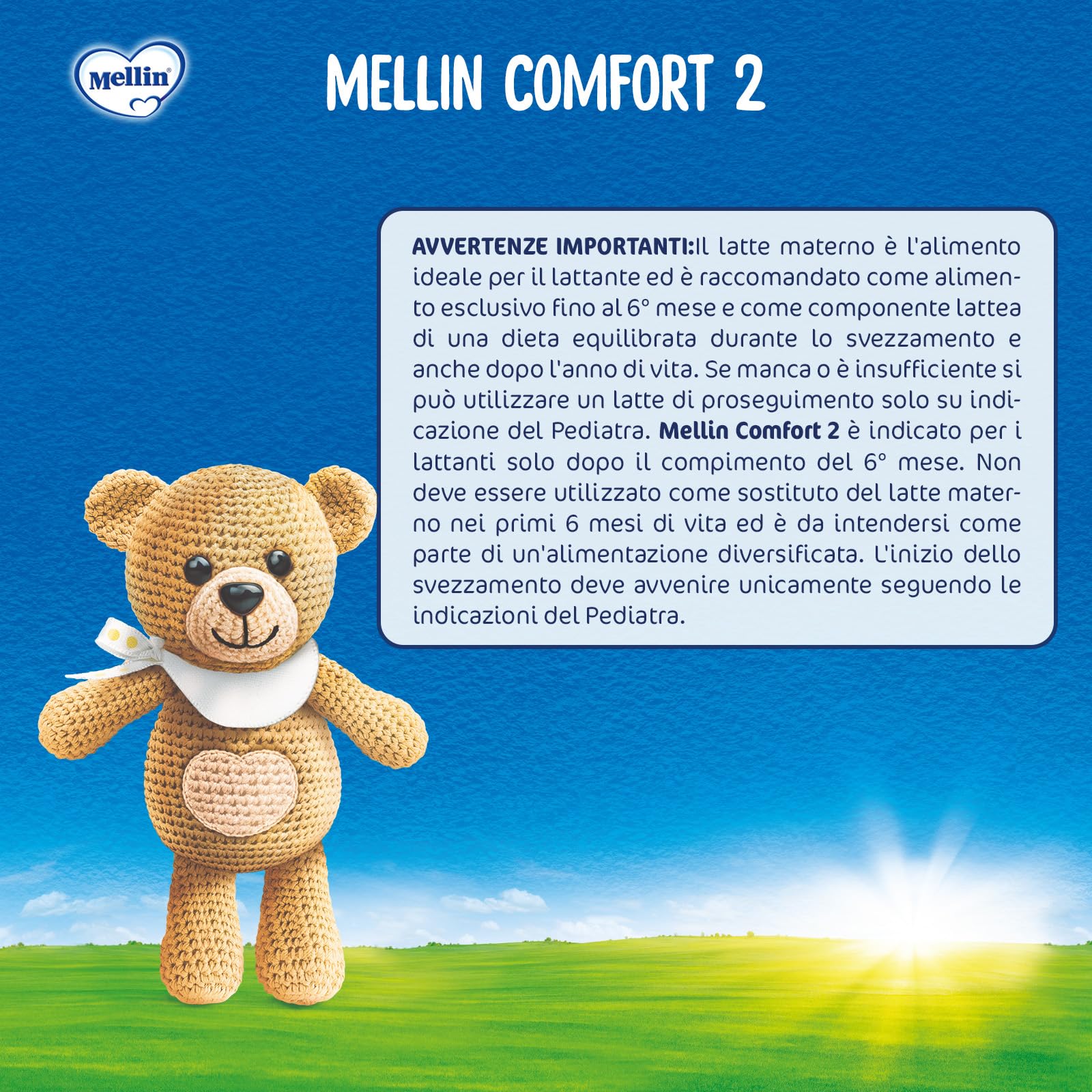Mellin Comfort 2, Latte di Proseguimento in Polvere per Lattanti dal 6° mese al 12° mese compiuto, Confezione da 800g