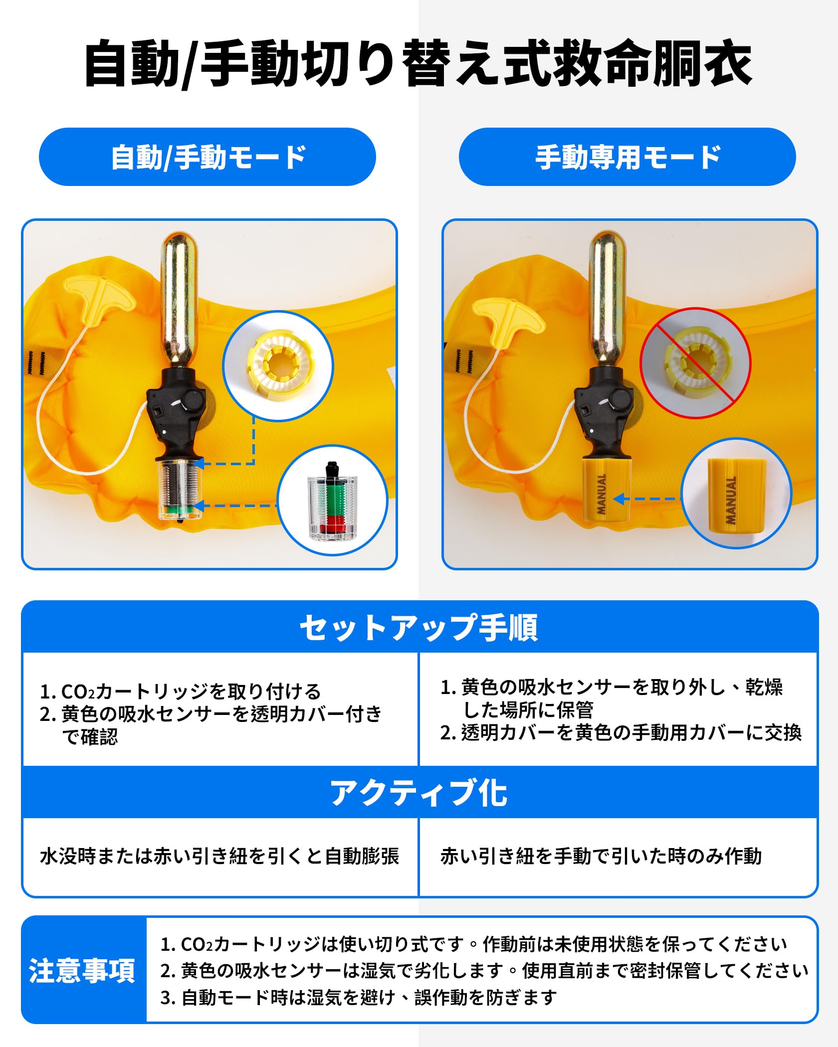 Owntop 自動膨張式ライフジャケット 腰巻きタイプ 自動/手動切替式 救命k Amazon | Owntop 自動膨張式ライフジャケット 腰巻きタイプ 自動/手動