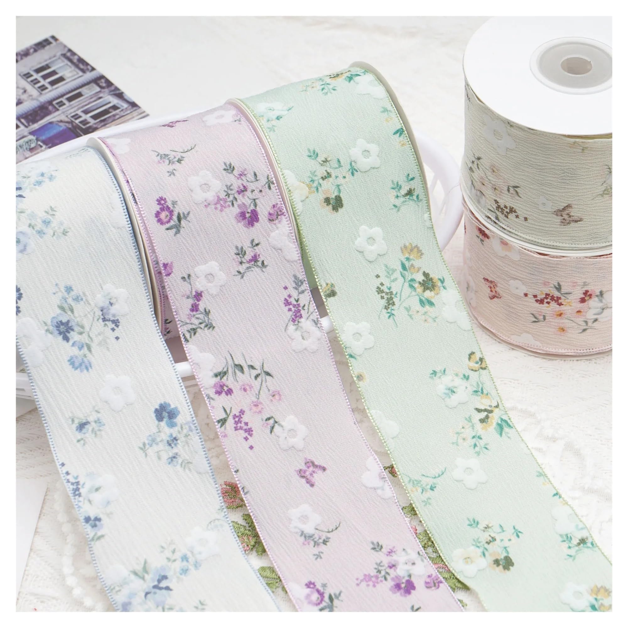 Ruban Fleuri Ruban imprimé floral 50 mm 10 yards