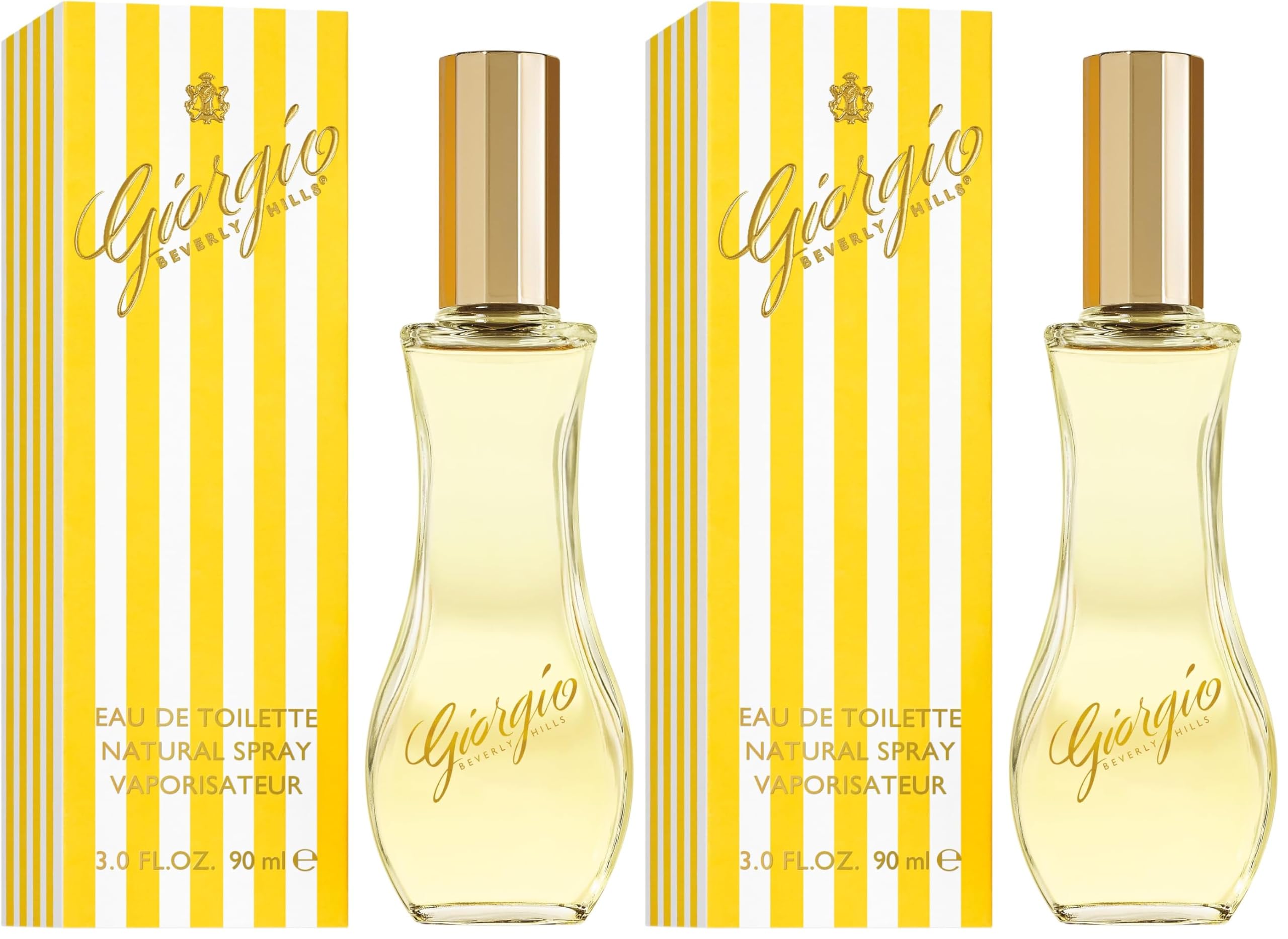 Giorgio Beverly Hills - Giorgio Yellow Eau de Toilette, Profumo Spray Femminile e Sofisticato, con Note Floreali, Fresche e Orientali, Aroma Legnoso, Donna - 90 ml (Confezione da 2)