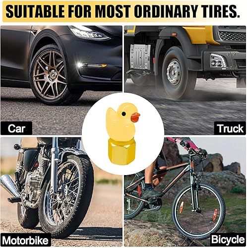 Miniatura 5 de xbrtaia Paquete de 4 tapones para válvulas de neumáticos de pato que brillan en la oscuridad, decoración interesante y práctica de neumáticos, se