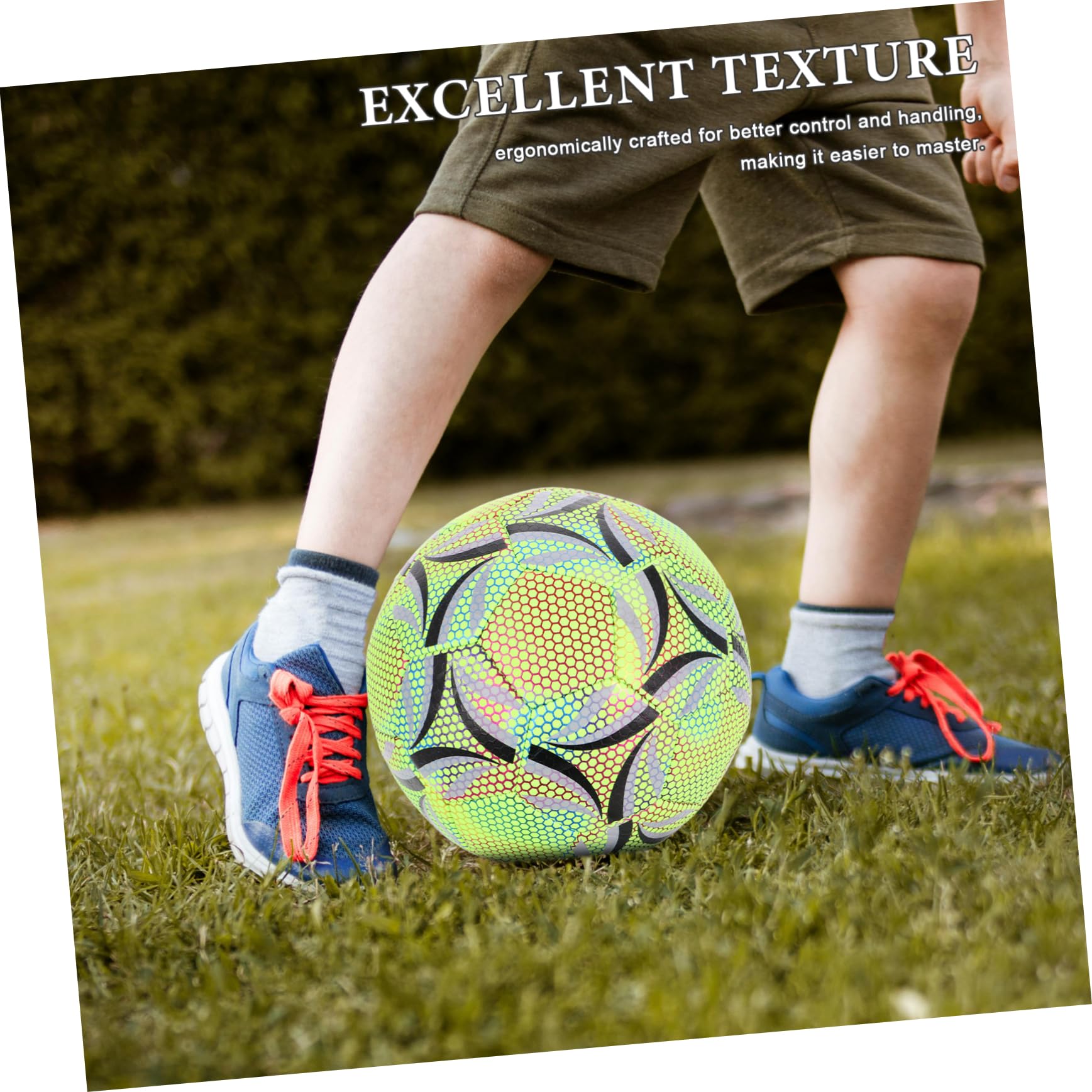 ibasenice Pallone da Calcio Luminoso Taglia 5 Pu Peso e Misure Ufficiali | Uso Allenamento e Partite Ufficiali, Design Ergonomico, Alta Durata, per Adulti e Giovani