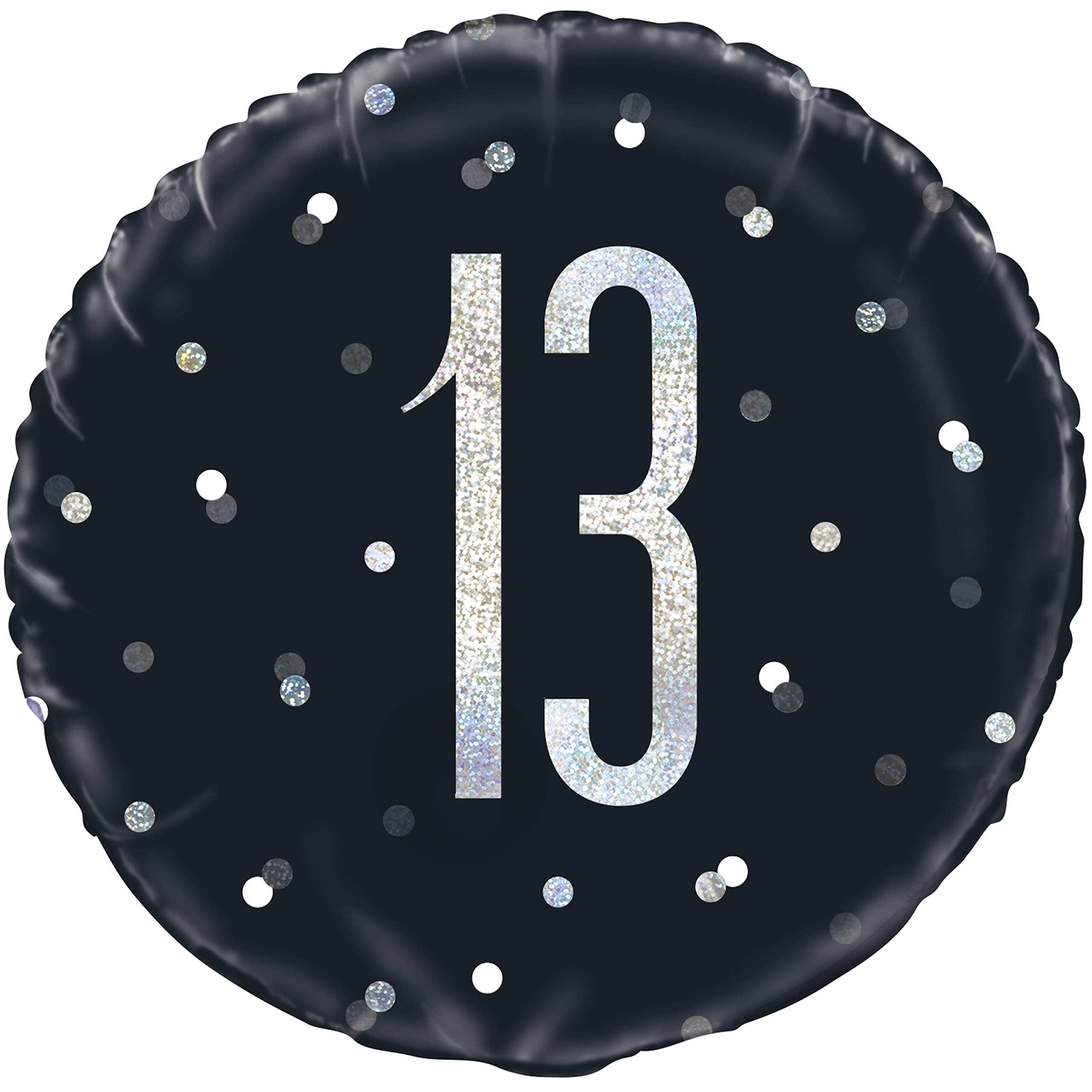 Prismatic 13th Birthday Anniversary Round Foil Balloon | 18" | Black | 1 Pc.