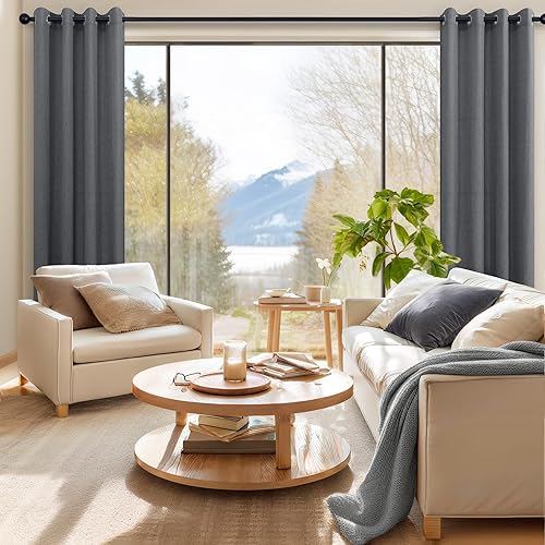 Miniatura 4 de Cortinas grises oscuras de 108 pulgadas de largo, juego de 2 paneles con ojales, cortinas semitransparentes únicas filtrantes de luz para oficina,