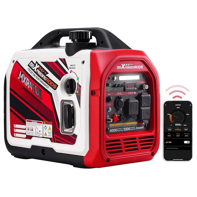 Gas Powered Generator with CO Alarm for Outdoor Camping, Home Backup