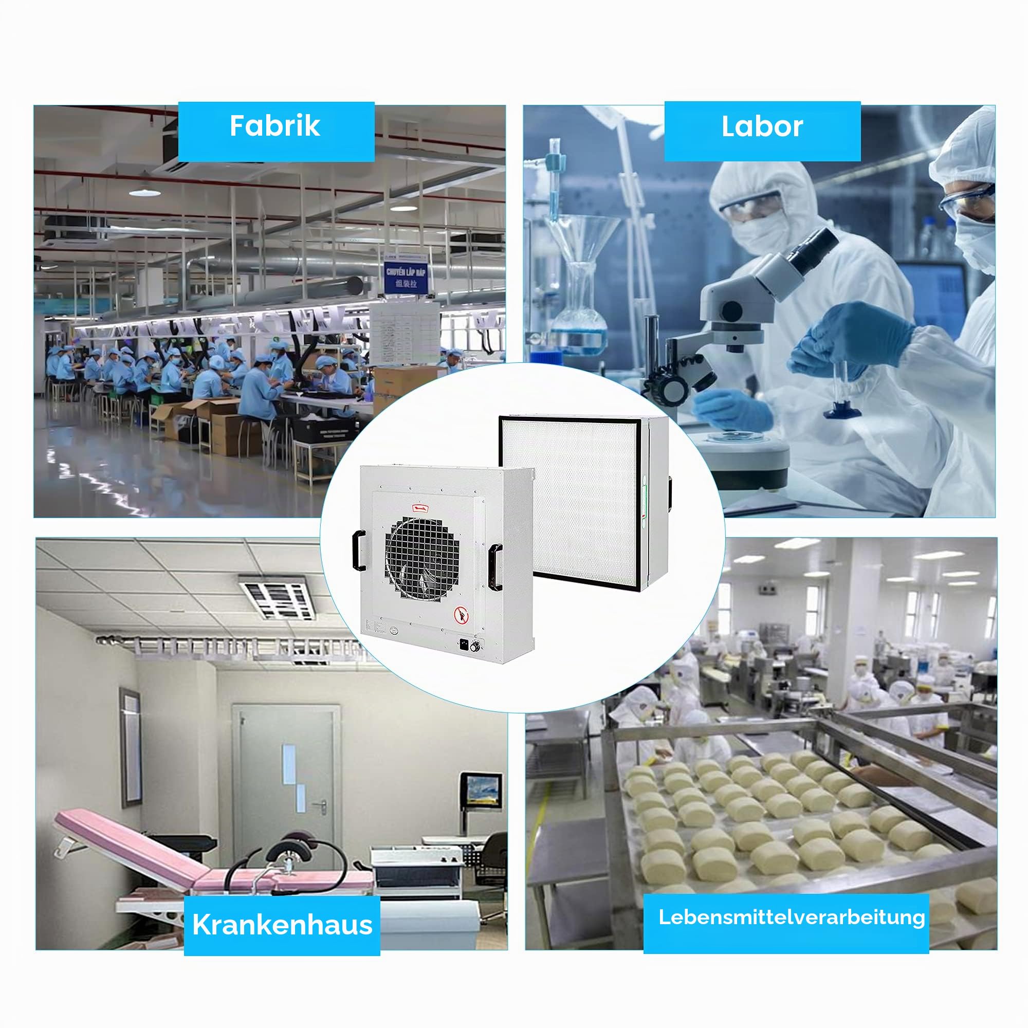 220 V 50 Hz Laminar-Flow-Haube Vertikale Lüfterfiltereinheit H13 HEPA-Filter, Klasse 100 sauber, für Labor- und Industrie-Luftreinigungsbank, Versand