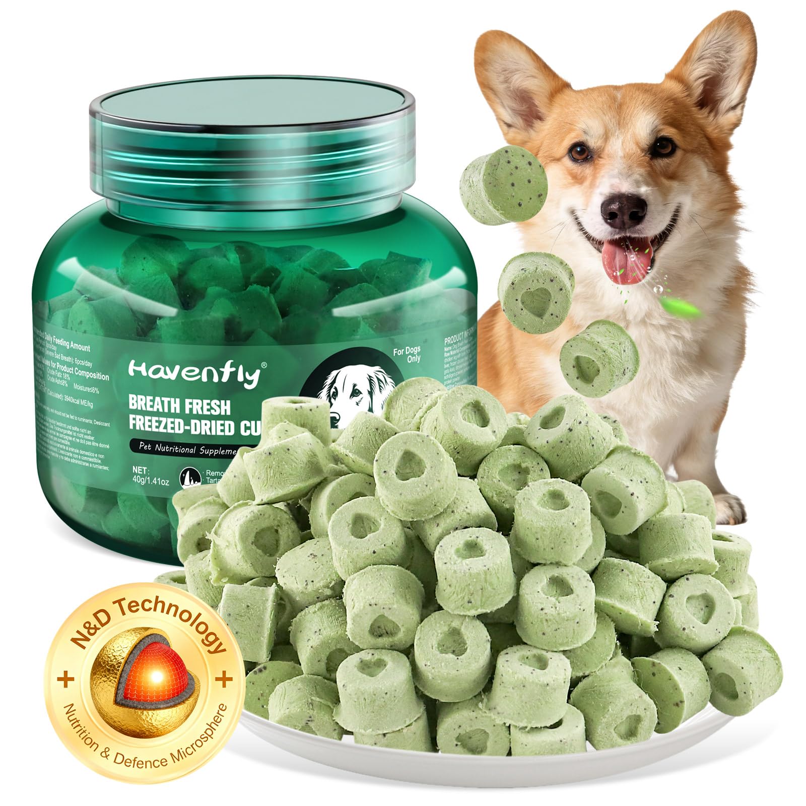 Friandises pour soins dentaires pour chien lyophilisées pour éliminer le tartre dentaire