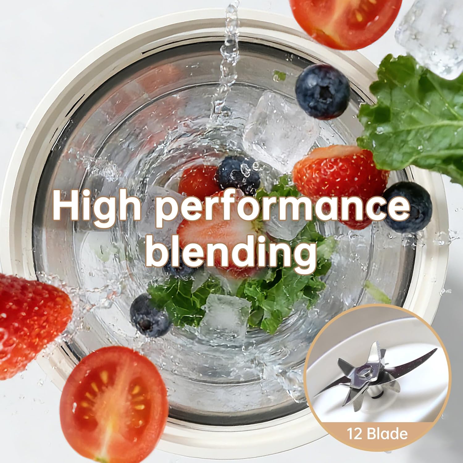 SOGEE Portable Blender for Smoothies, 12 Oz Personal Blender with 12-Blade & Smart Power Indicator, Small Blender Cup for Shakes & Juices, Dishwasher Safe, Ideal for Travel, Gym, Office, GB02