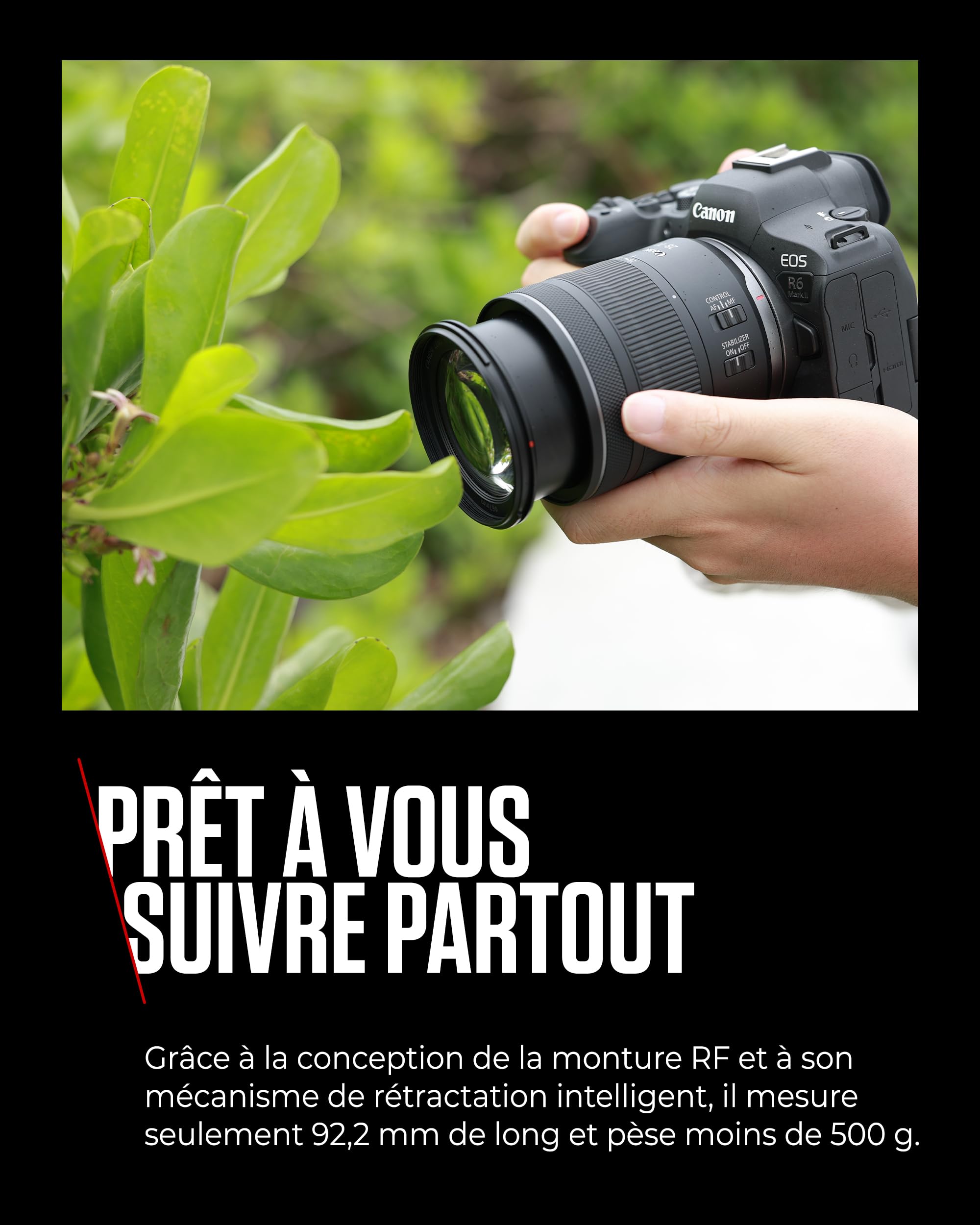 Objectif Zoom Standard Canon RF 28-70mm F2.8 is STM pour appareils Photo du système EOS R avec stabilisateur d'image à 5,5 Vitesses, tropicalisé, Conception compacte et légère