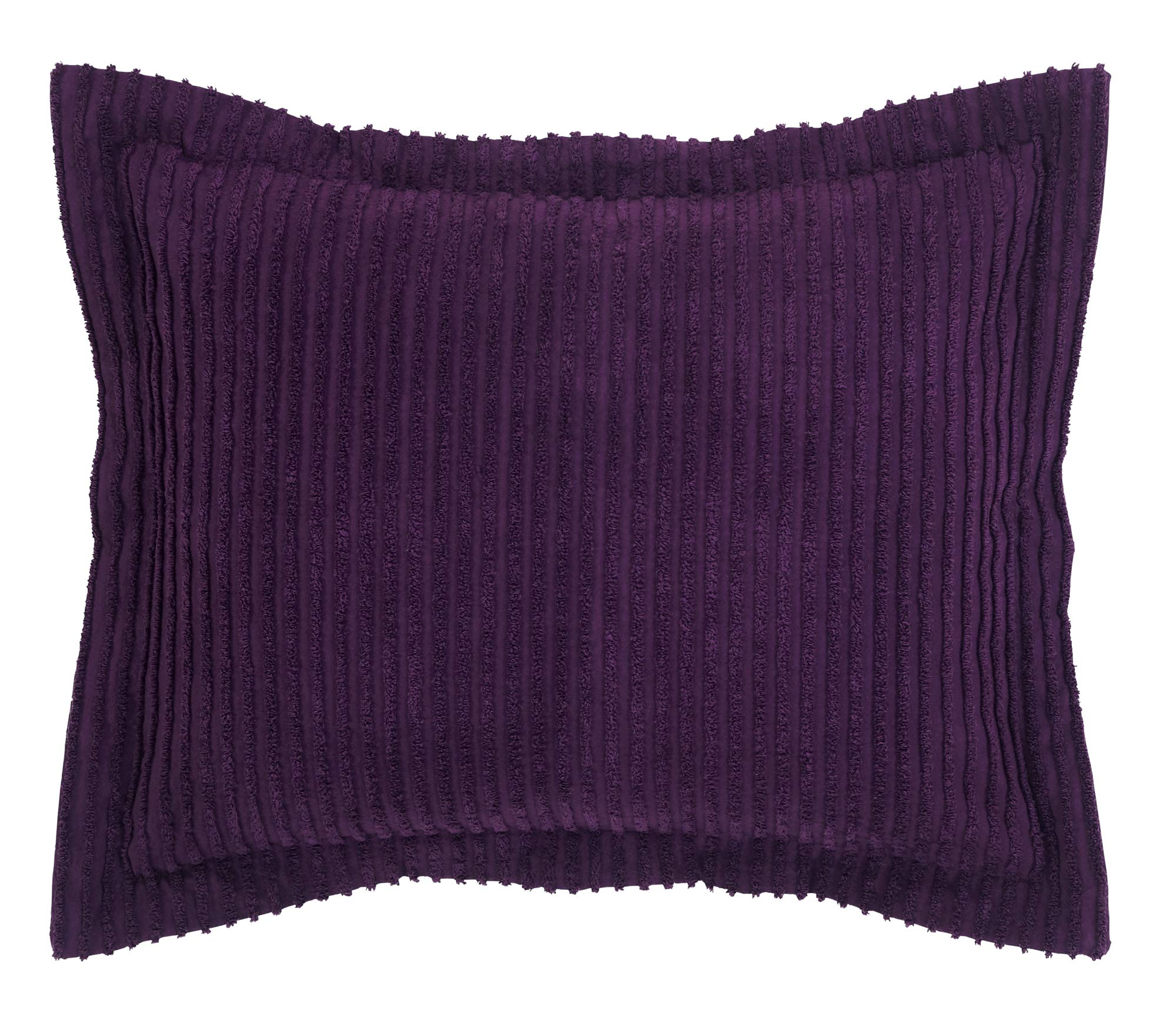 Better Trends Jullian Collection is Super Soft and Light Weight in Bold Stripes Design 100% Cotton Tufted Unique Luxurious Machine Washable Tumble Dry, Standard Sham, Plum