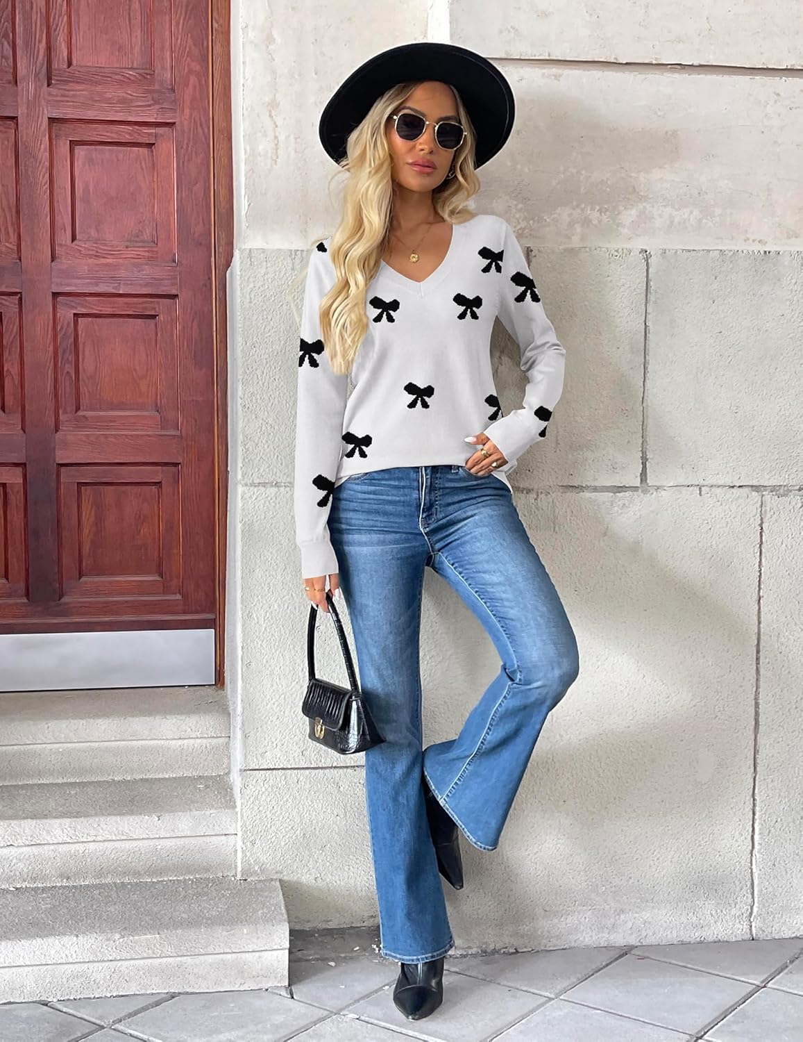 Zeagoo Women's 2026 Fall V Neck Sweater Trendy Long Sleeve Casual Lightweight Ribbed Knit Pullover Tops - Image 4