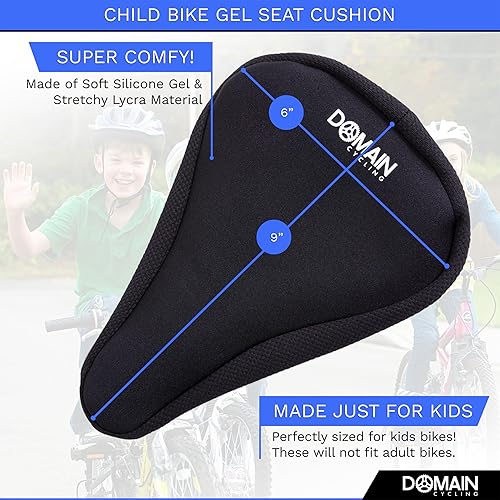 Miniatura 3 de Domain Cycling - Funda de asiento de bicicleta para niños con gel (9 x 6 pulgadas) - Cojín para asiento de bicicleta para niños - Comodidad para