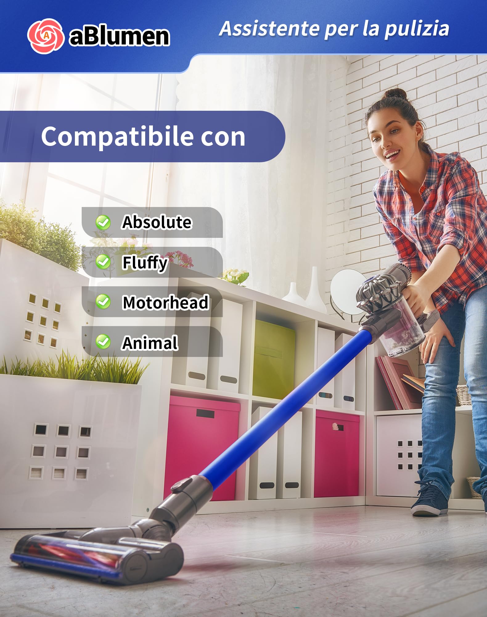 Tubo di Prolunga per Dyson V15 V11 V10 V8 V7, Tubo a Sgancio Rapido Telescopico Asta Rigida Prolunga 72 CM (Blu)