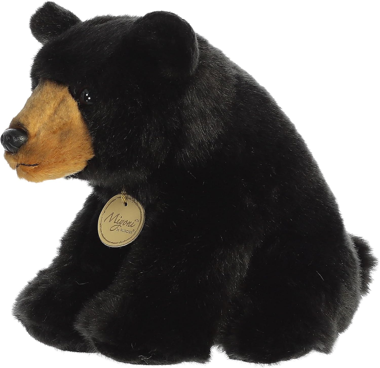 Aurora® Realistic Miyoni® Black Bear Stuffed Animal - Lifelike Details Make a Cherished Companion - Perfect for Decorating Bedrooms or Classrooms - Black 8.5 Inches
