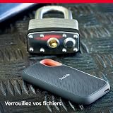 SanDisk Extreme Disque SSD Externe 500 Go (Portable NVMe SSD, jusqu'à 1050 Mo/s en lecture, 1000 Mo/s en écriture, USB-C, Résistance à la poussière et à l'eau classée IP65, Mousqueton pratique) Noir - 5