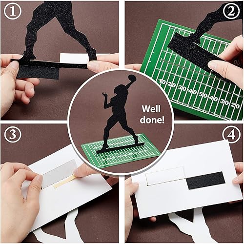 Miniatura 3 de BBTO 9 piezas de centro de mesa de fútbol, decoración de fiesta, centros de mesa de fútbol de silueta de jugador, 8 pulgadas y 3 estilos