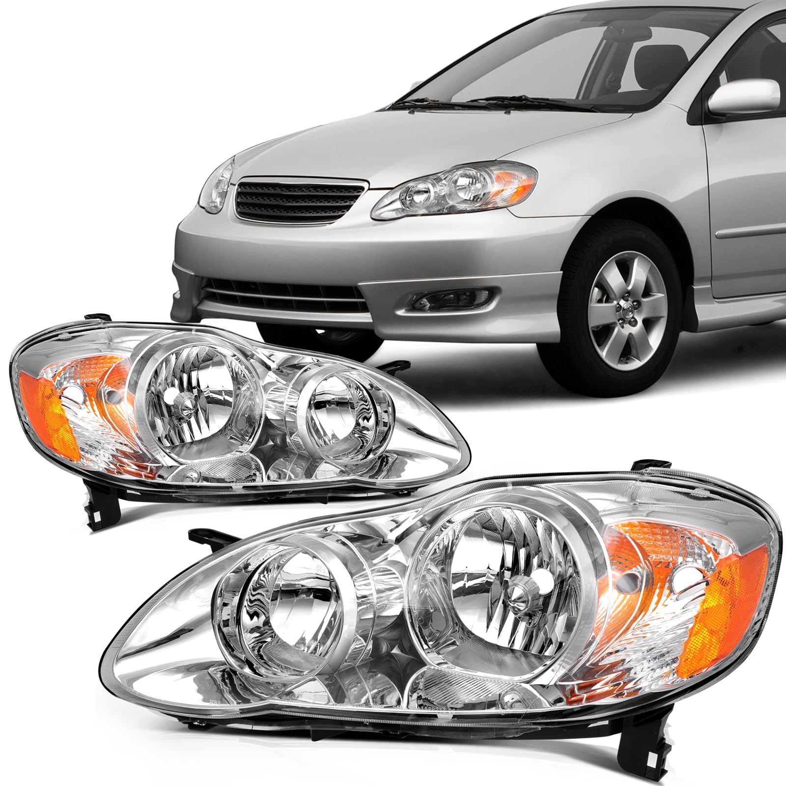 SCITOO Headlight Assembly Fit 2014-2021 For Toyota 4Runner Black Housing Amber Reflector Pair Headlights 81170-35571 — view 24