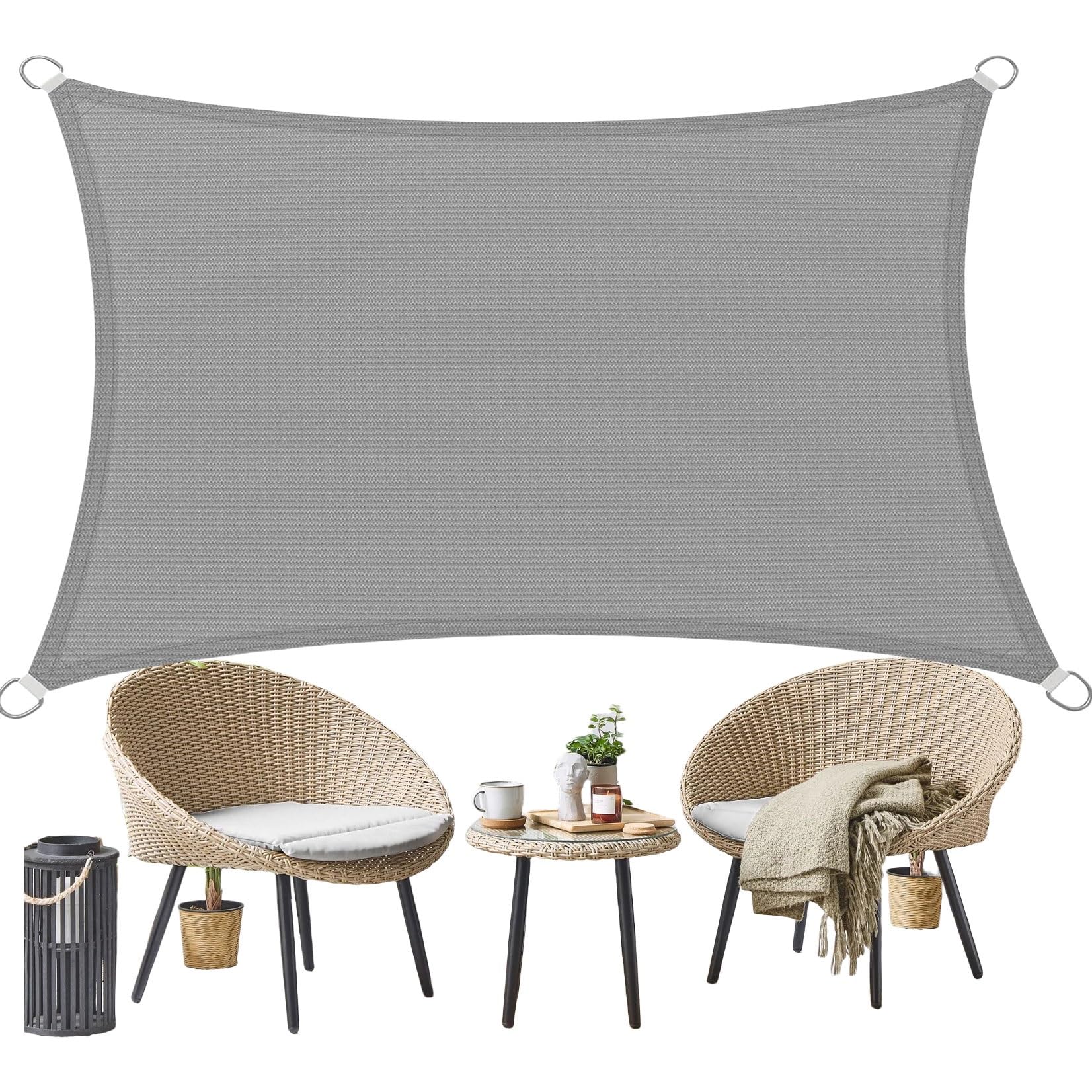 Voile ombrage 170 x 180 cm résistant avec corde de fixation patio