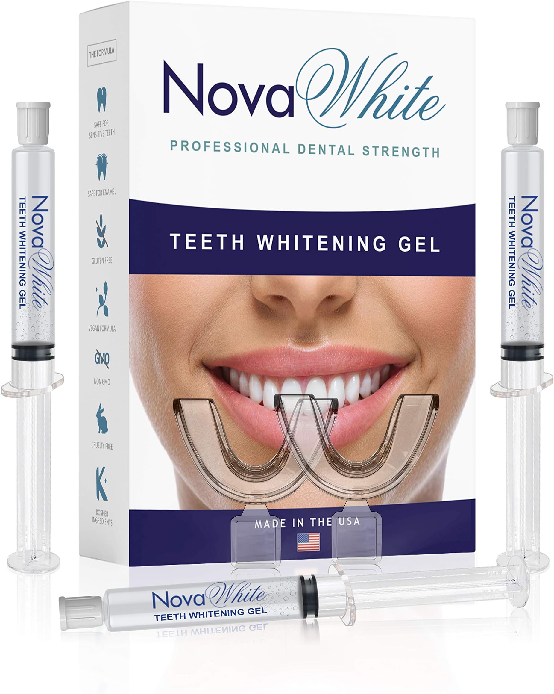 Teeth Whitening Gel Syringes, (3) 3cc 22% Carbamide Peroxide Whitening Gel Syringes, 2 Mouth Trays, Remove Teeth Stains, Make Teeth Whiter, Teeth Whitening Refill Syringe