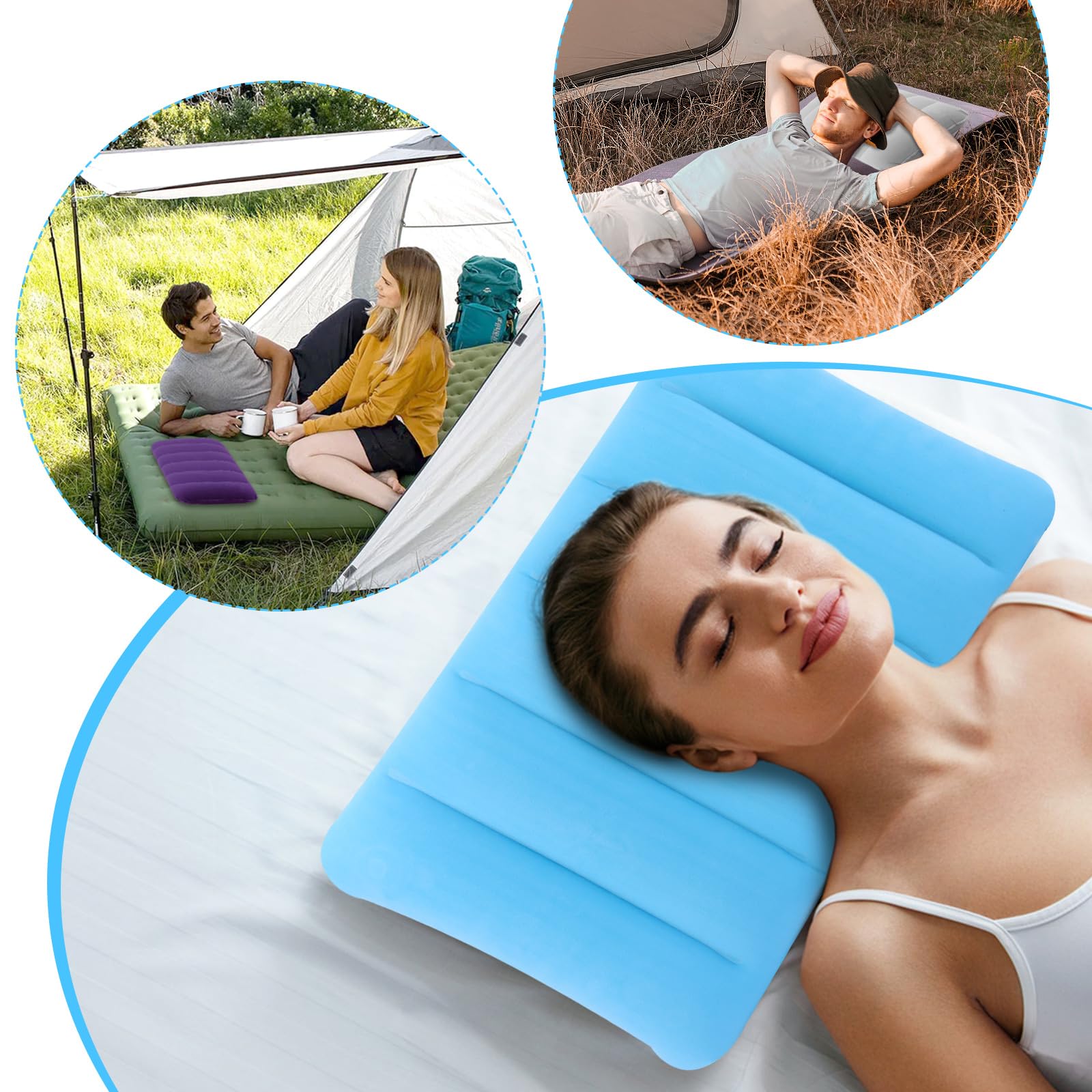 Lot De 4 Oreillers Gonflables De Camping – Compacts, Avec Housse De Rangement, Pour Plage, Randonnée, Voyage Ou Bureau