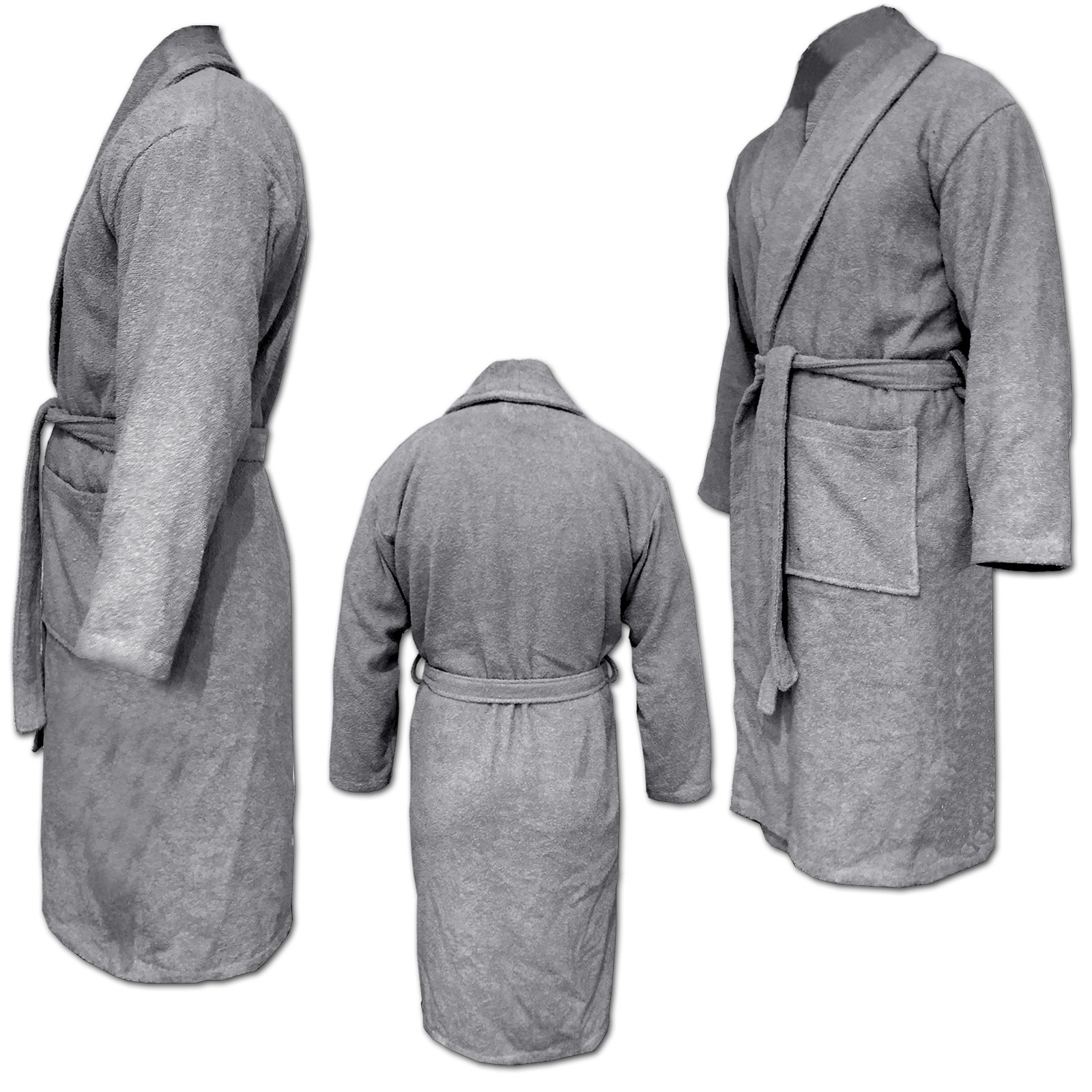 thumbnail: HOMELEVEL Badstof Badjas 100% Katoen - Unisex Saunajas Reisbadjas Dames & Heren S Tot 6XL - Grijs