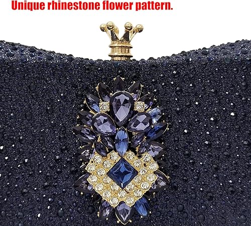 Miniatura 3 de HUANG ZHUANG Bolso de noche con diamantes de imitación y purpurina para mujer, bolso de noche para fiesta, boda, lindo bolso