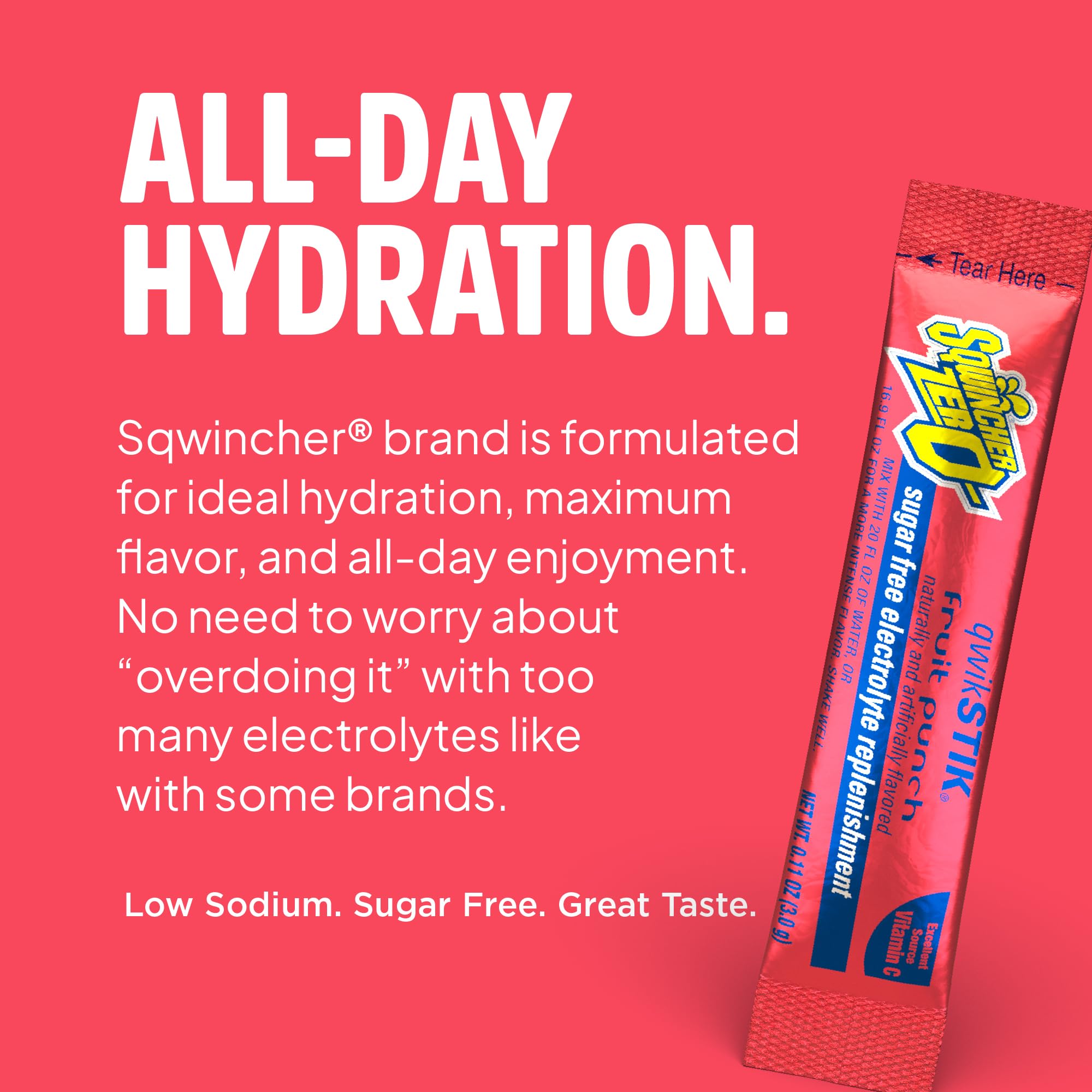 Sqwincher Qwik Stik, Sugar Free, Fruit Punch Flavor, .11oz Packet, 50 Pack — Amazon image 3