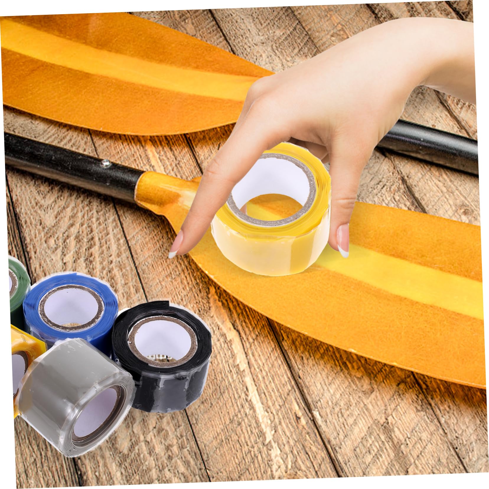 Toddmomy 5sets Kayak Paddle Grip Tape Silicone Non-Skid Tape for Kayak Paddle Protectors 5rolls*5