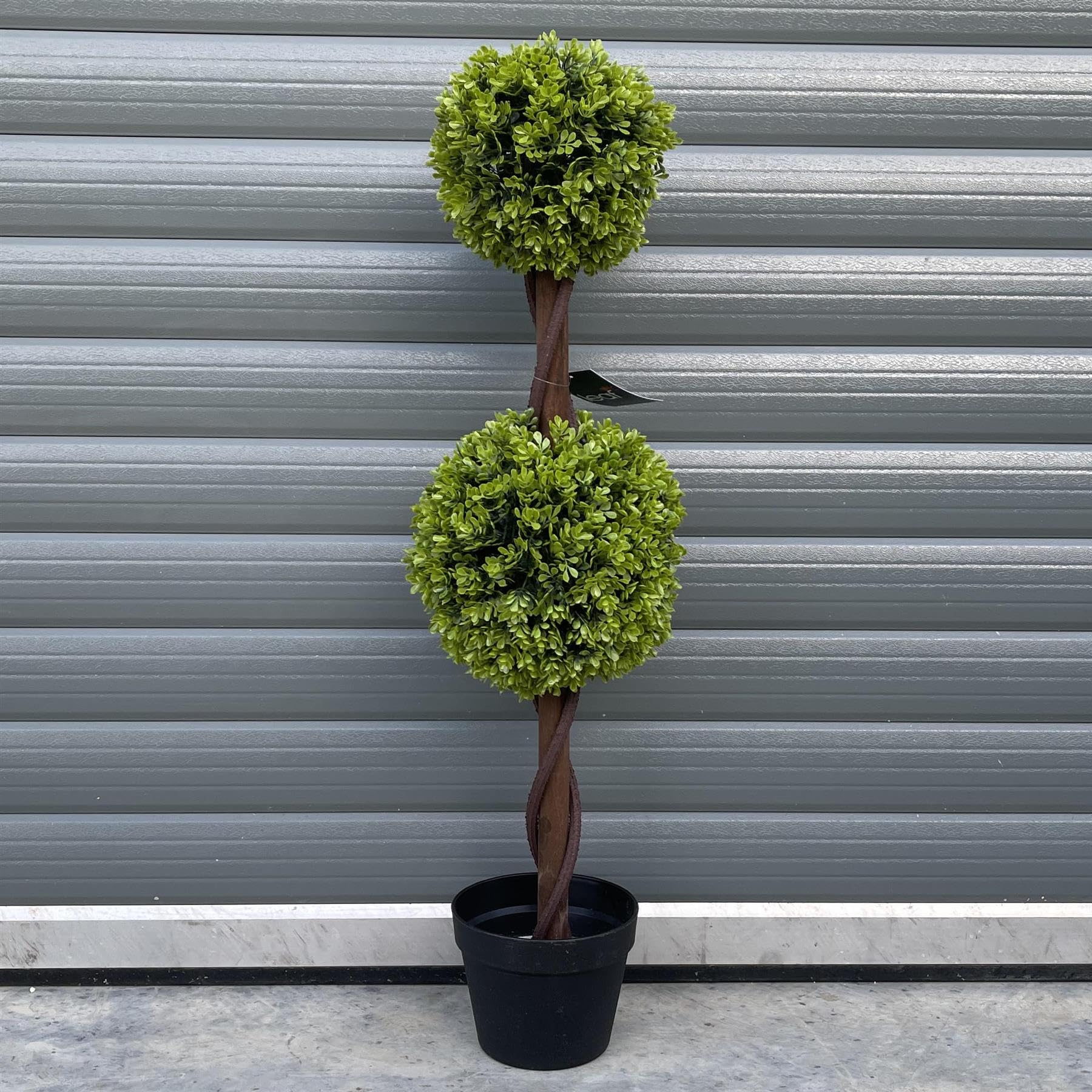 Leaf 90cm Green Double Ball Topiary Tree - Artificial Boxwood - Outdoor Use - Realistic Imitation