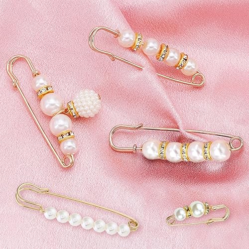 Miniatura 3 de 8 broches de perlas, alfileres de seguridad para ropa, pantalones de vestir, falda, cárdigan, broches de diamantes de imitación de perlas para