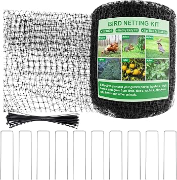 SPORTYOUTH Bird Netting Garden Deer Fence Netting Heavy Duty 5x100 ft | Premium PP Material, Anti Birds Chicken Squirrels, Animals Barrier Net for Fruits Trees Vegetables Plants Flowers Protection