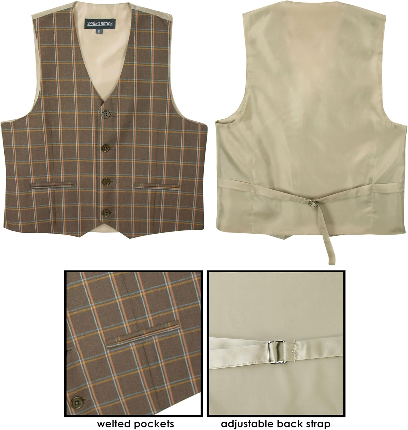 Spring Notion Boys' Plaid Vest and Pants Set - Formal Dress Outfit for Kids