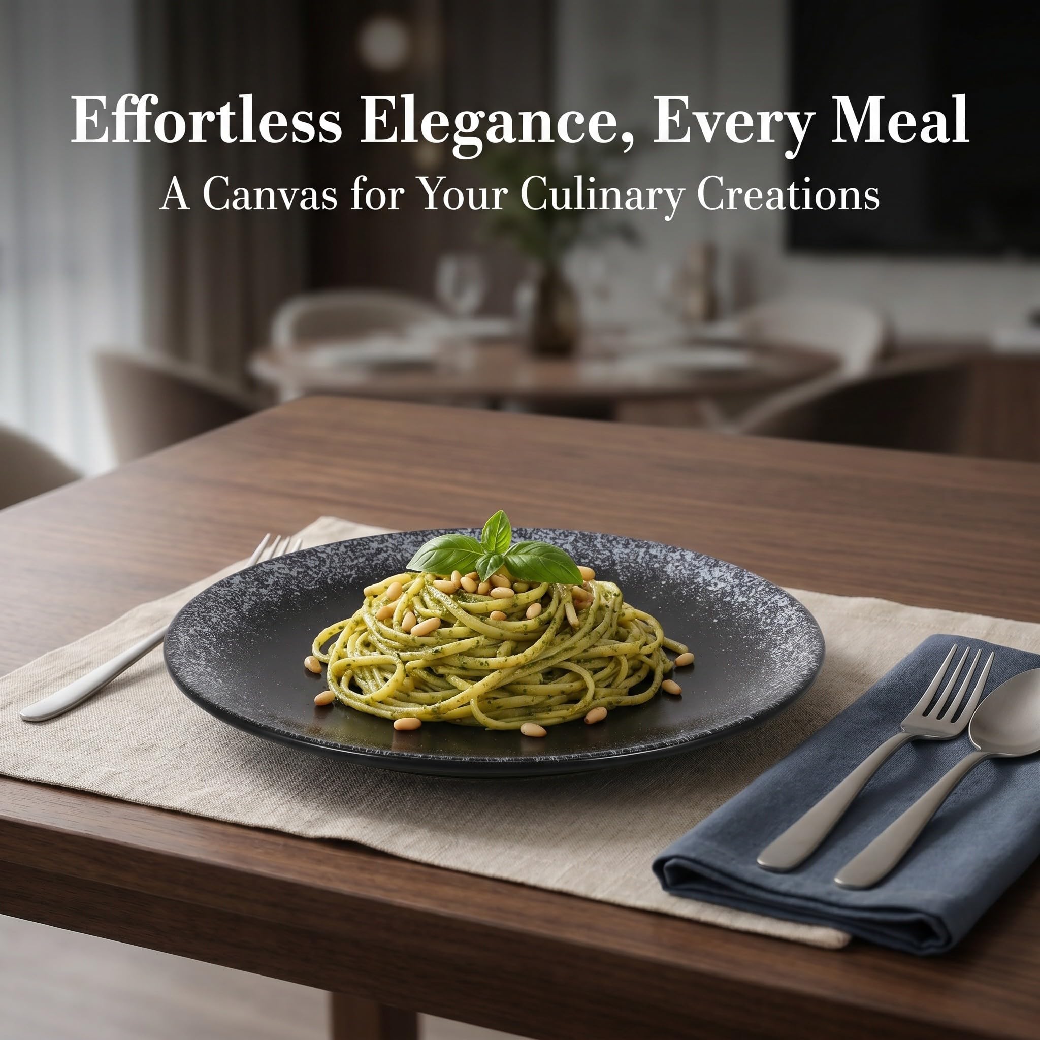 Zerodeko 2 platos de cerámica negra, 20 cm (8 pulgadas), estilo vintage, ideales para servir pasta y postres. Platos para el hogar, perfectos para restaurantes o fiestas. Fáciles de limpiar.